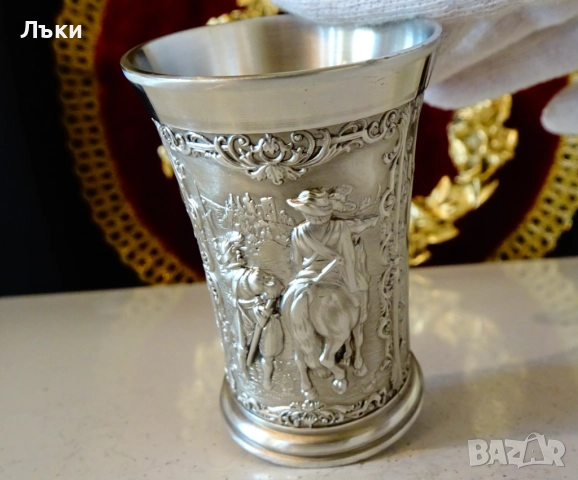 Калаена чаша за ракия,рицар,оръженосец,алебарди. , снимка 8 - Антикварни и старинни предмети - 52336458