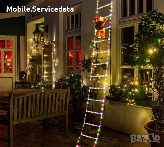 LED Дядо Коледа на стълба 170см