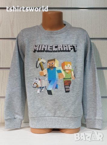 Нова детска ватирана блуза с дълъг ръкав Minecraft (Майнкрафт) в сив цвят, снимка 3 - Детски Блузи и туники - 38507153