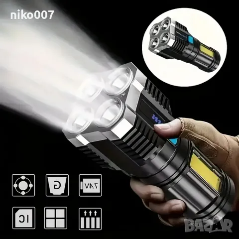 Супер Ярък USB Зареждаем LED Фенер, снимка 5 - Друга електроника - 50317003