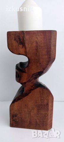 Резбовани дървени свещници, уникати от 70-те години, снимка 8 - Декорация за дома - 37561283