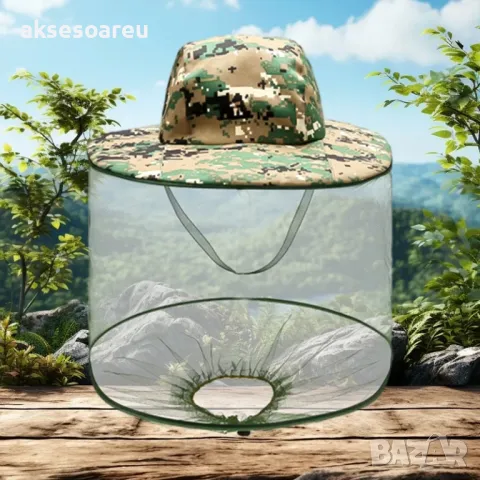 Висококачествена камуфлажна предпазна шапка с було против комари за риболов защита от пчели насекоми