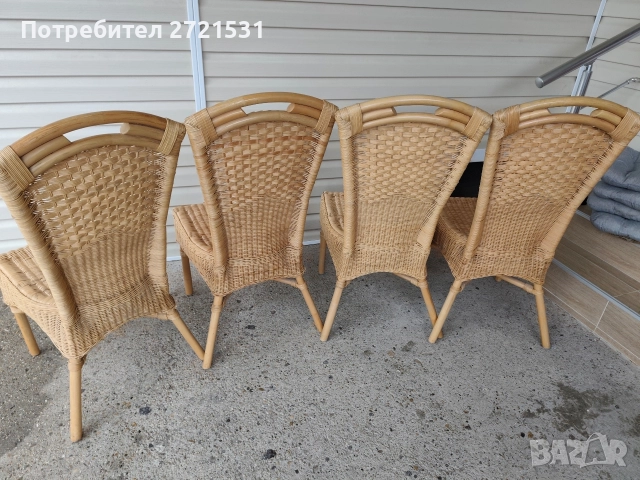 4 броя столове от естествен ратан, снимка 6 - Столове - 52707166