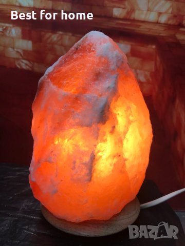 Лампа от Хималайска сол 3 кг. с дървена основа, снимка 5 - Настолни лампи - 40714632