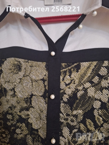 Продавам елегантна дамска риза от ефирна материя на фирмата Бобо Зандер , снимка 5 - Якета - 52581238