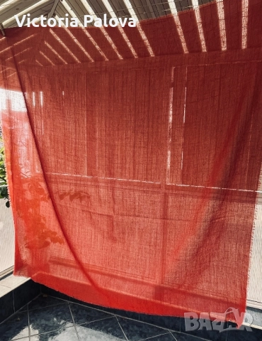 Голям шал тънка вълна цвят теракота