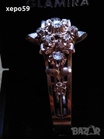 Автентична Руска златна дамска гривна с инкрустирани множество диаманти,злато 14 карата(56),19 век, снимка 10 - Гривни - 52682528