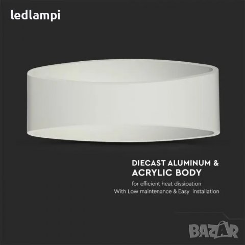 LED Аплик 5W Бял Неутрално Бяла Светлина, снимка 3 - Лампи за стена - 37734115