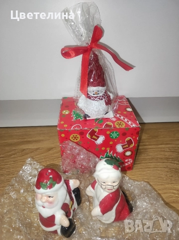 Коледен сет от 2 бр.соленички,свещ и ръкохватка за печка 25,99 лв., снимка 3 - Декорация за дома - 52709641