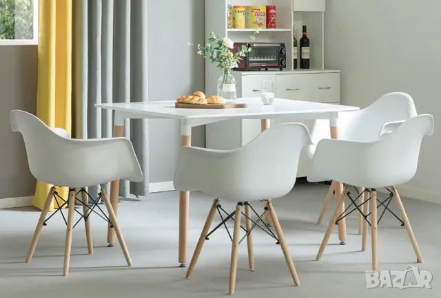 Комплект от 4 трапезни стола, Модерен пластмасов, от средата на века, снимка 2 - Столове - 48970009