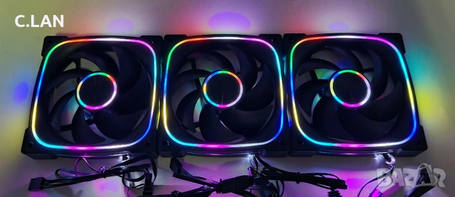 ARGB FAN PWM/Вентилатор 120x120x25/Normal/Reverse BK-no brand, снимка 2 - Други - 52535350