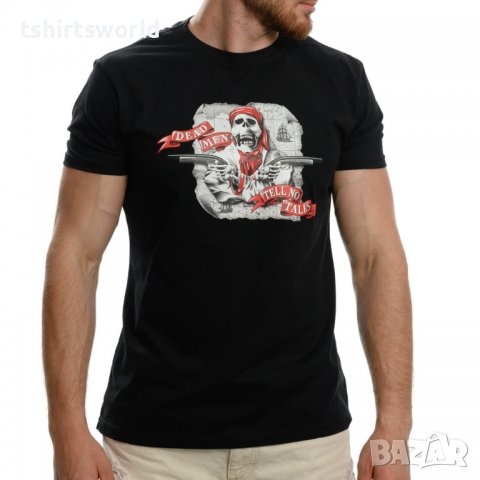 Нова мъжка тениска с дигитален печат Череп - Карибски пирати (Dead Men Tell No Tales)