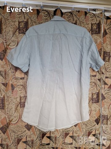 Ленена риза мъжка ,преливащо от бяло в синьо- L размер, снимка 5 - Ризи - 40019454