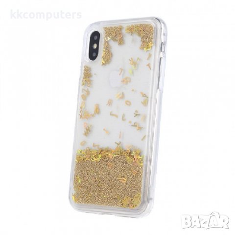 Силиконов кейс MBX Liquid Letters с течност, перли и букви, За iPhone 11 Pro (5.8), Златист, снимка 2 - Калъфи, кейсове - 37817198