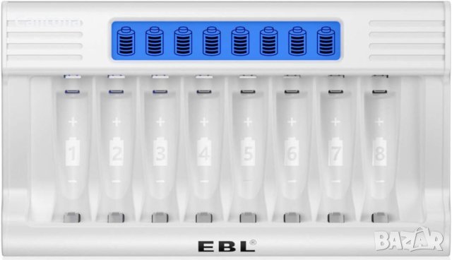 EBL интелигентно бързо зарядно устройство за батерииAA/AAA, 8слота