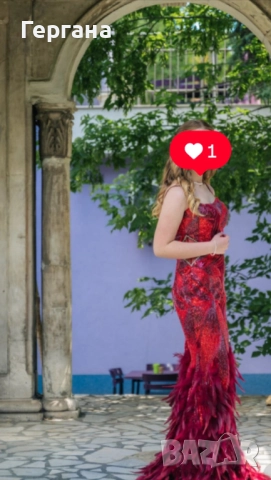 Бална рокля с пера, снимка 3 - Рокли - 52428214