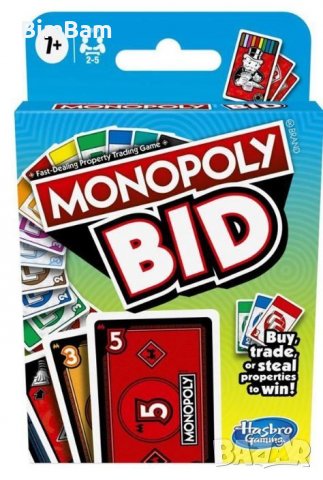 Образователна игра с карти MONOPOLY BID - Наддаване / Монополи Hasbro