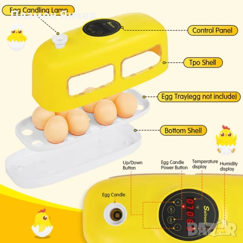 Автоматичен инкубатор за 8 яйца, снимка 3 - За птици - 53235825