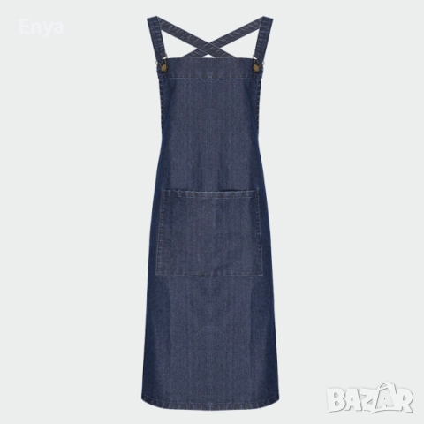 Дънкова престилка с кръстоващи се презрамки