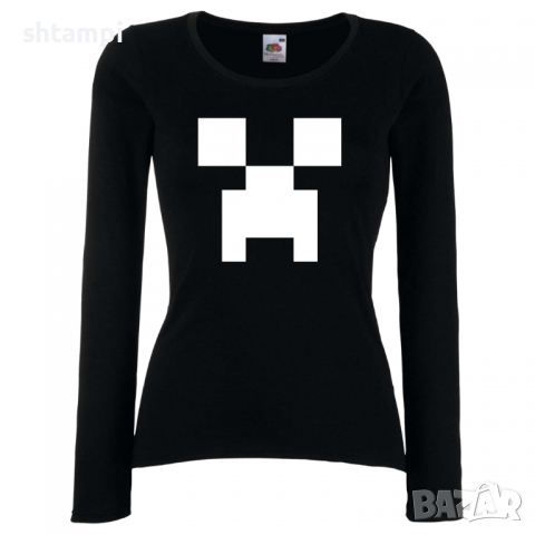 Дамска тениска Creeper Face 1 майнкрафт Minecraft,Игра,Забавление,подарък,Изненада,Рожден Ден., снимка 2 - Тениски - 36520486