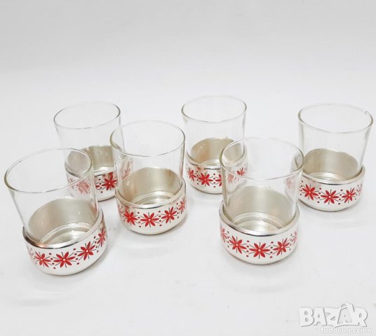 Комплект от 6 чаши с подстаканници, СССР(12.5), снимка 1 - Антикварни и старинни предмети - 43831964