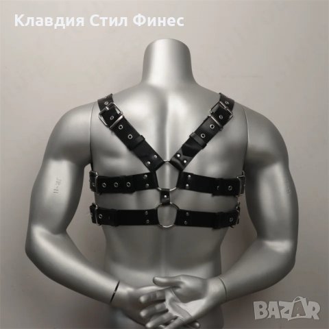 Фетиш кожен харнес колан за мъж, снимка 3 - Колани - 43746087