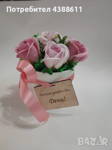 Керамична кошница със сапунени рози, снимка 4 - Декорация за дома - 51925511