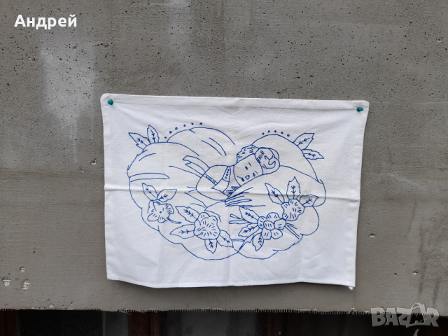 Старинна бродирана калъфка за възглавница #17