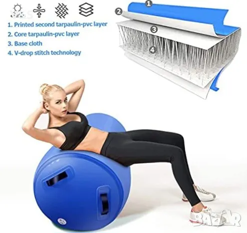 Надуваема ролка за гимнастика 60/75/90 см с електрическа въздушна помпа за тренировки/йога/салто , снимка 6 - Фитнес уреди - 49226937