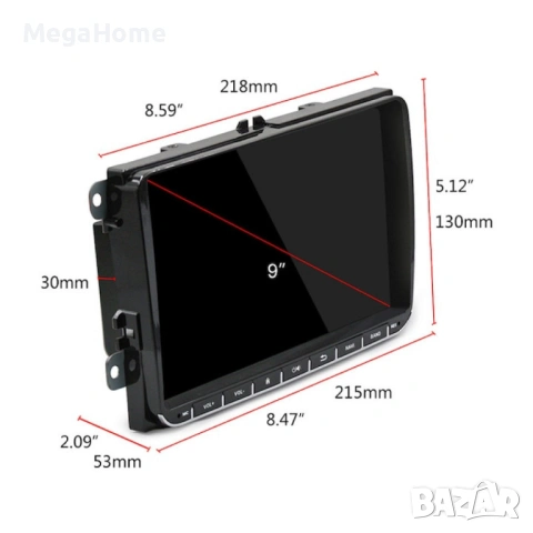 Мултимедия Навигация 9 инча Android 15 за Volkswagen 4GB RAM, 64GB ROM, снимка 4 - Аксесоари и консумативи - 53105333