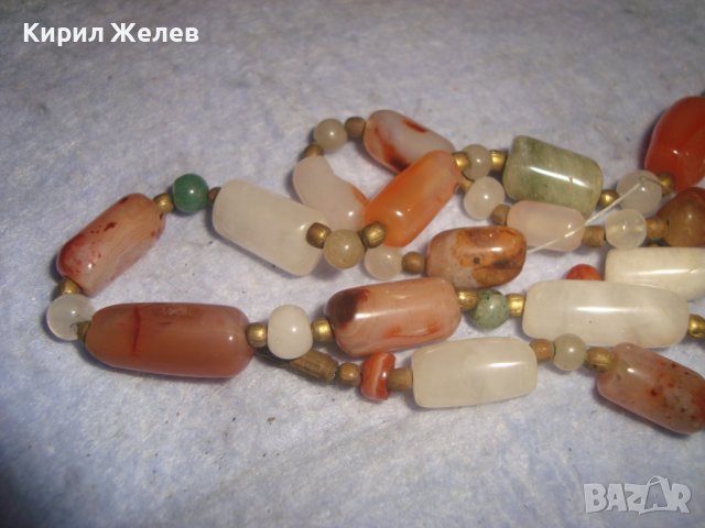 СТАРО СКЪПОЦЕННО КОЛИЕ ОГЪРЛИЦА - МЛЕЧЕН КВАРЦ КАРНЕОЛ НЕФРИТ АХАТ РЪЧНА ИЗРАБОТКА 27946, снимка 13 - Антикварни и старинни предмети - 37096740
