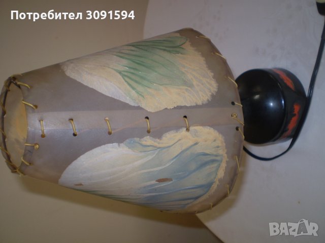стара керамична лампа със рисуван абажур , снимка 8 - Антикварни и старинни предмети - 39776863