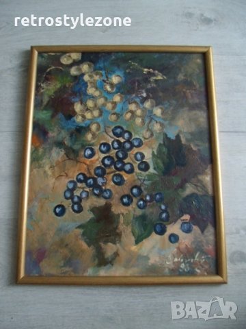 № 5324 стара картина с рамка   - масло върху дърво - 1993 г  - подпис   - размер с рамка 53 / 43 см , снимка 1 - Други ценни предмети - 32946461