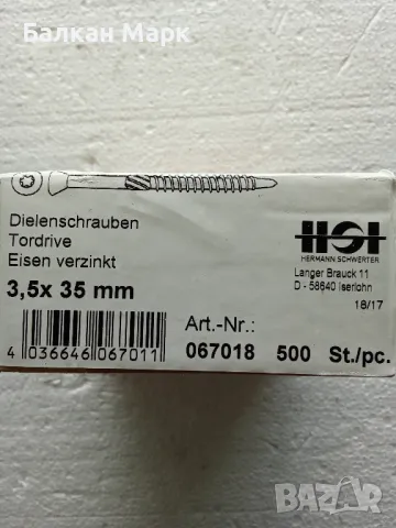 🔩 Винт, винтове за дюшеме, ламперия – 3.2 x 35мм, TORX, поцинкован – 500 бр./опаковка