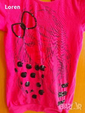 Красива детска тениска с пайети в розово , снимка 4 - Детски тениски и потници - 41551420