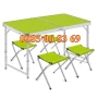 Комплект за къмпинг, сгъваема маса 120х60 см с 4-ри столчета и чадър с двоен покрив, зелен, снимка 8