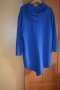 Есенна асиметрична тъмно синя спортна туника/блуза с качулка, с камъни и асиметричен цип, снимка 3