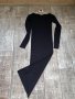 нова еластична спортно елегантна ежедневна дълга елегантна черна рокля рипс, снимка 1 - Рокли - 43610703