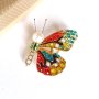 Красива брошка Пеперуда с перла и разноцветни кристали в подаръчна кутийка, снимка 3