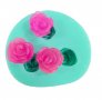 3 миниатюрни розички силиконов молд форма декорация украса фондан торта шоколад смола