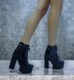 Боти на ток - черен лак с черно ходило - 591, снимка 2
