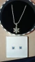 Комплект Сребърно колие и обеци, снимка 1