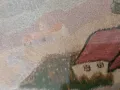 Стара картина ръчно шит пейзаж, снимка 10