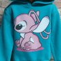 Нов детски суичър с дигитален печат Ейнджъл - Стич (Stitch) в зелен цвят, снимка 2