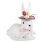 Великденско декоративно фигура на зайче Бяла розова шапка Цветя 30 см, снимка 1