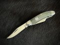 Колекционерски джобен сгъваем нож с три остриета RR Sowbelly Green Micarta Brushed. (RR1991)