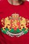 Нова мъжка червена тениска с релефен трансферен печат Герб на България, снимка 2