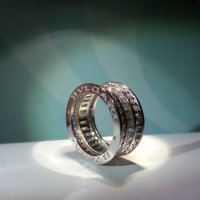 Сребърен пръстен с багети, модел на BVLGARI, снимка 1 - Пръстени - 28044949