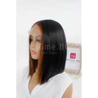 Къса права черна лейс фронт перука Лина с кестеняви кичури, снимка 7 - Аксесоари за коса - 36570741