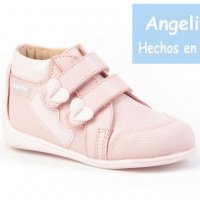 №20-№24, Бебешки боти за момиче ANGELITOS от Естествена кожа, розови със сърца, снимка 3 - Бебешки боти и ботуши - 34726371